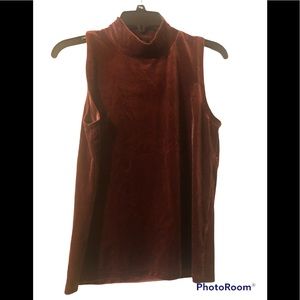 J.Crew Velvet Velour Sleeveless Wine Turtleneck